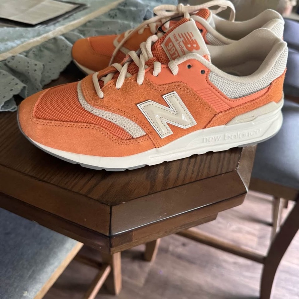 New Balance Kids' Orange and Cream Sneakers